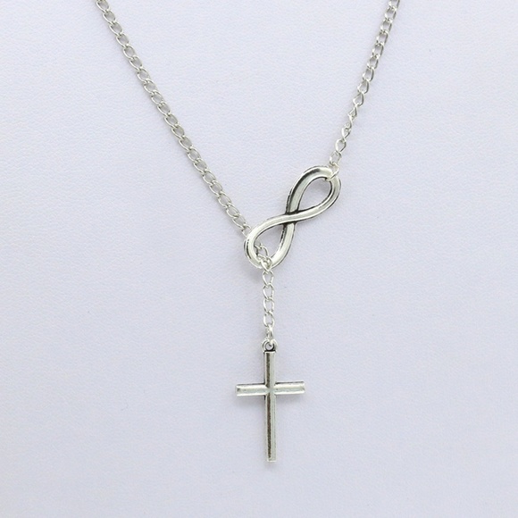 Infinity Cross Lariat Faith Pendant Necklace - Picture 2 of 3